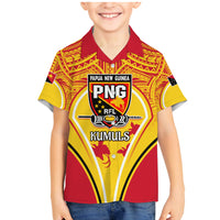 Custom Papua New Guinea Rugby Family Matching Mermaid Dress and Hawaiian Shirt 2023 Pacific Championships The Kumuls LT05 Son's Shirt Yellow - Polynesian Pride