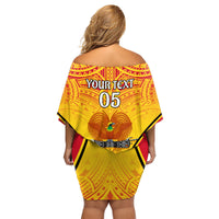 Custom Papua New Guinea Rugby Family Matching Off Shoulder Short Dress and Hawaiian Shirt 2023 Pacific Championships The Kumuls LT05 - Polynesian Pride