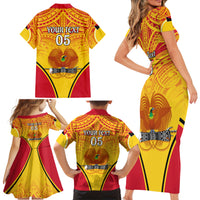 Custom Papua New Guinea Rugby Family Matching Short Sleeve Bodycon Dress and Hawaiian Shirt 2023 Pacific Championships The Kumuls LT05 - Polynesian Pride