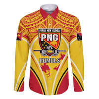 Custom Papua New Guinea Rugby Family Matching Summer Maxi Dress and Hawaiian Shirt 2023 Pacific Championships The Kumuls LT05 Dad's Shirt - Long Sleeve Yellow - Polynesian Pride