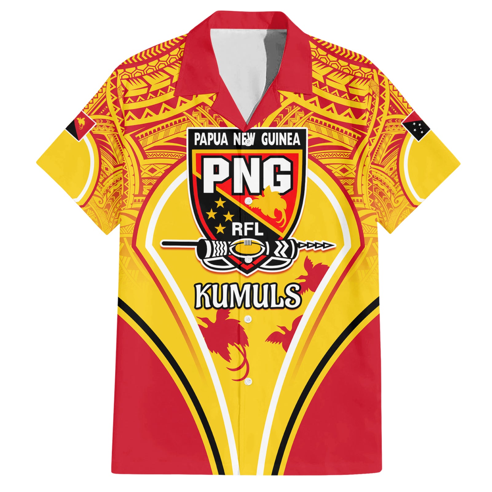 Custom Papua New Guinea Rugby Hawaiian Shirt 2023 Pacific Championships The Kumuls LT05 Yellow - Polynesian Pride