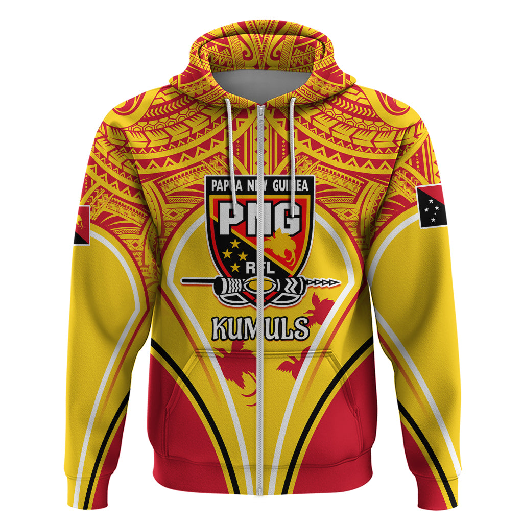 Custom Papua New Guinea Rugby Hoodie 2023 Pacific Championships The Kumuls LT05 Zip Hoodie Yellow - Polynesian Pride