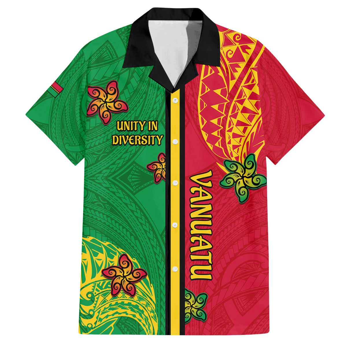 Personalised Vanuatu Happy Unity Day Family Matching Summer Maxi Dress and Hawaiian Shirt Polynesian Plumeria LT05 Dad's Shirt - Short Sleeve Red - Polynesian Pride