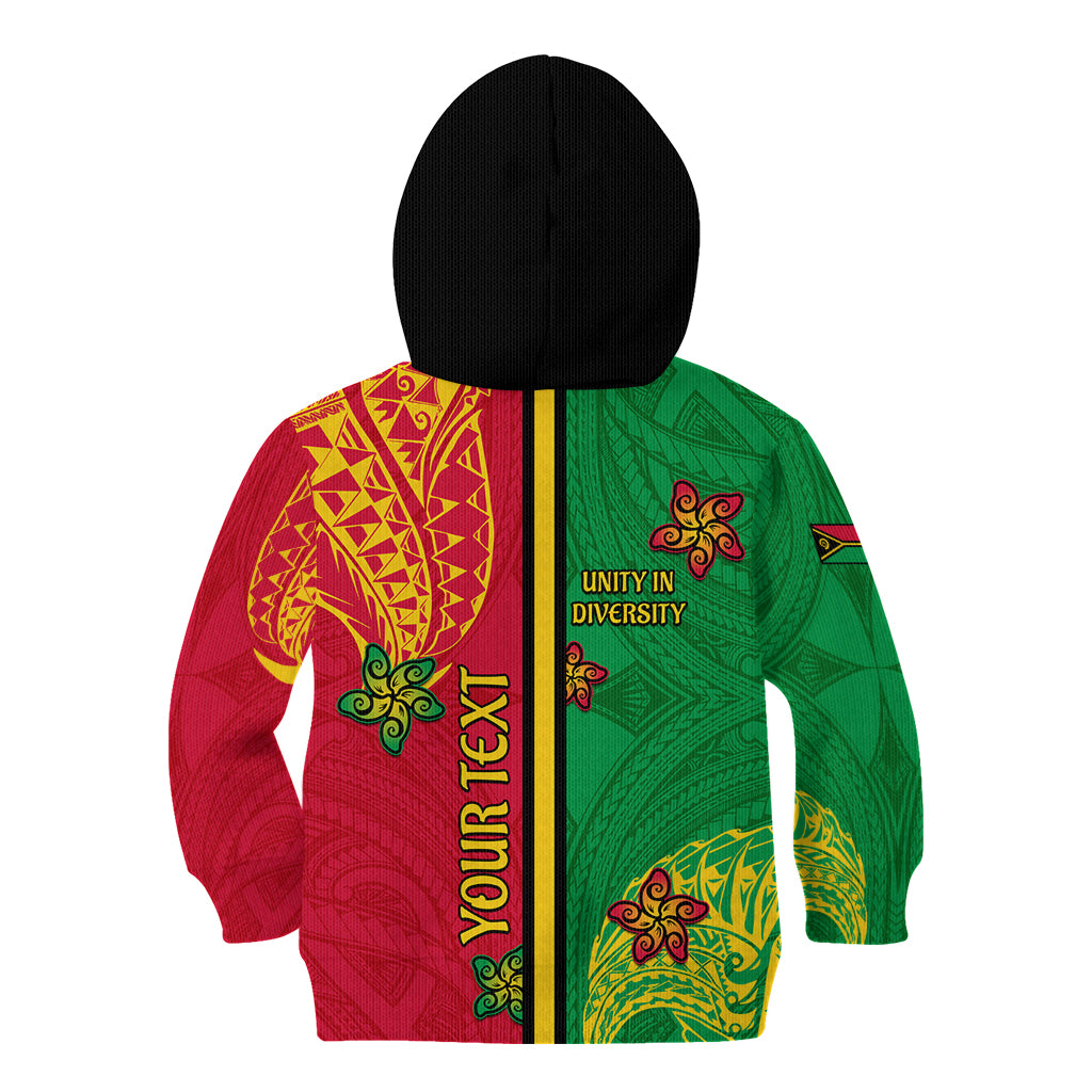 Personalised Vanuatu Happy Unity Day Kid Hoodie Polynesian Plumeria LT05 - Polynesian Pride