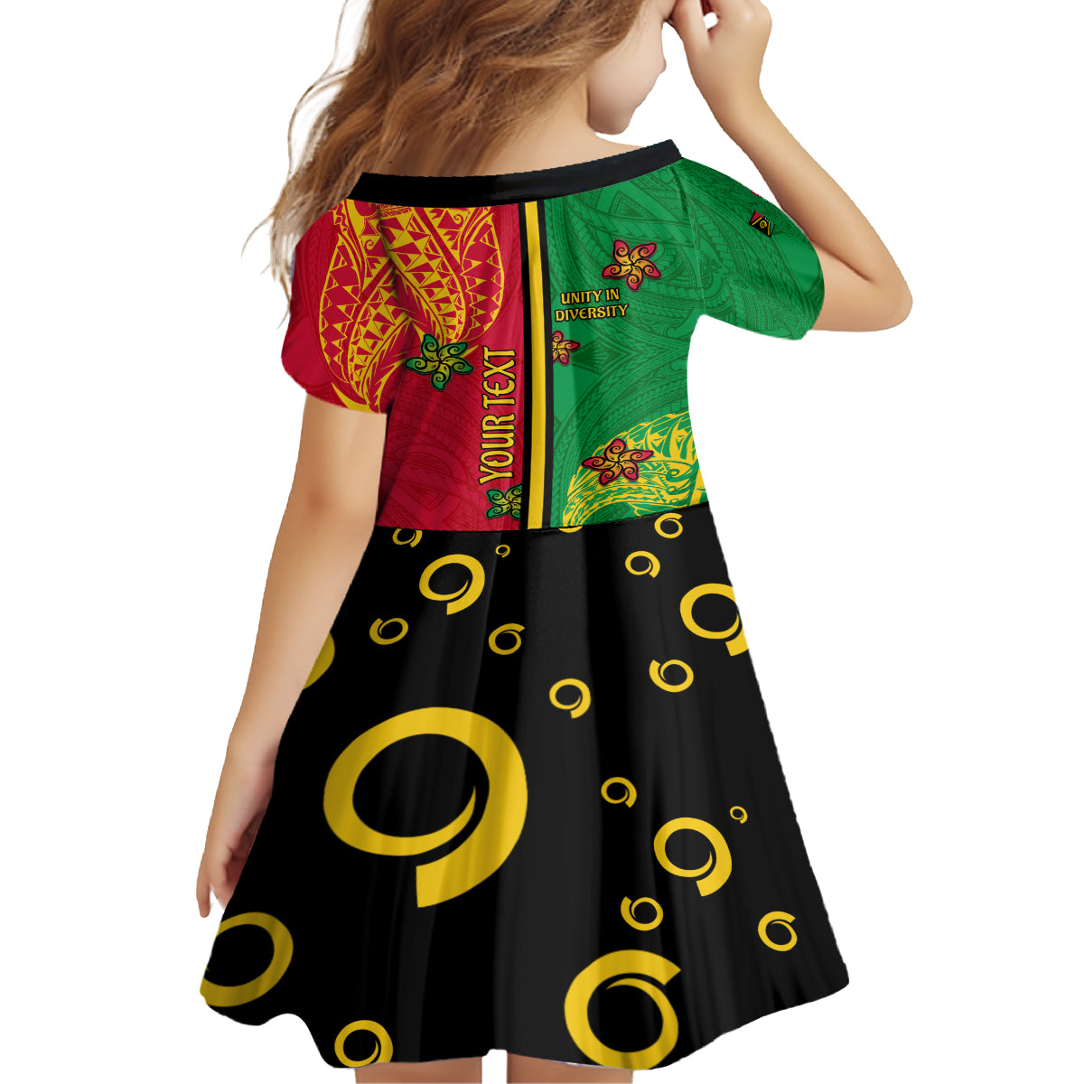 Personalised Vanuatu Happy Unity Day Kid Short Sleeve Dress Polynesian Plumeria LT05 - Polynesian Pride