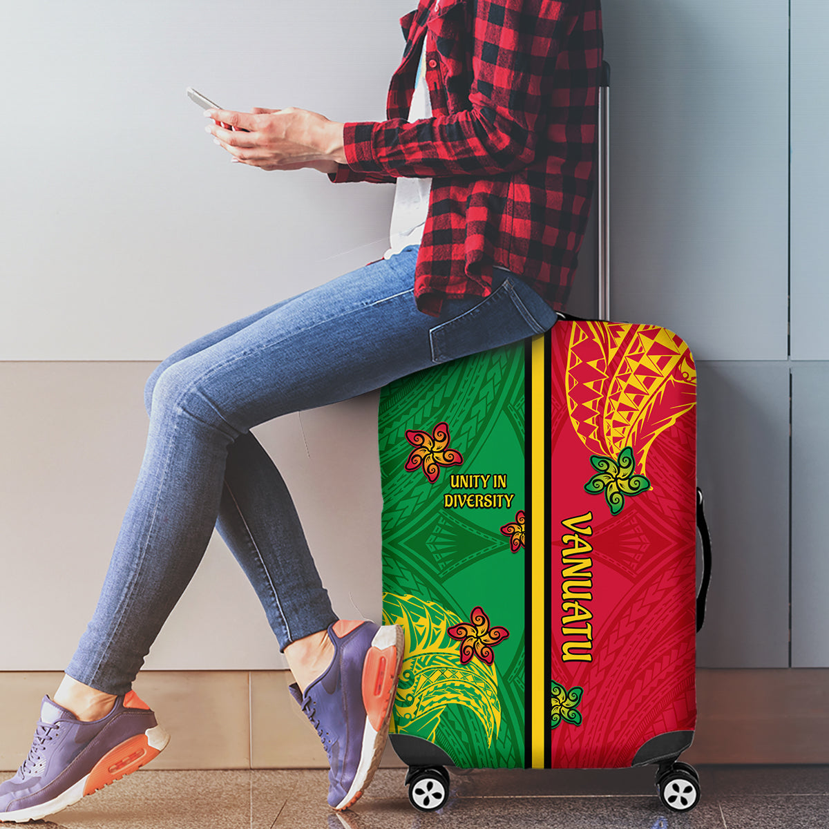 Vanuatu Happy Unity Day Luggage Cover Polynesian Plumeria LT05 - Polynesian Pride
