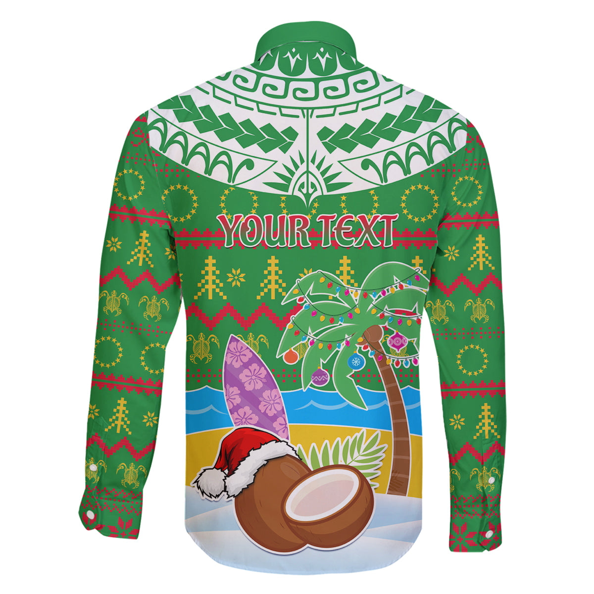 Personalised Cook Islands Christmas Family Matching Puletasi Dress and Hawaiian Shirt Coconut Santa Beach Style LT05 - Polynesian Pride