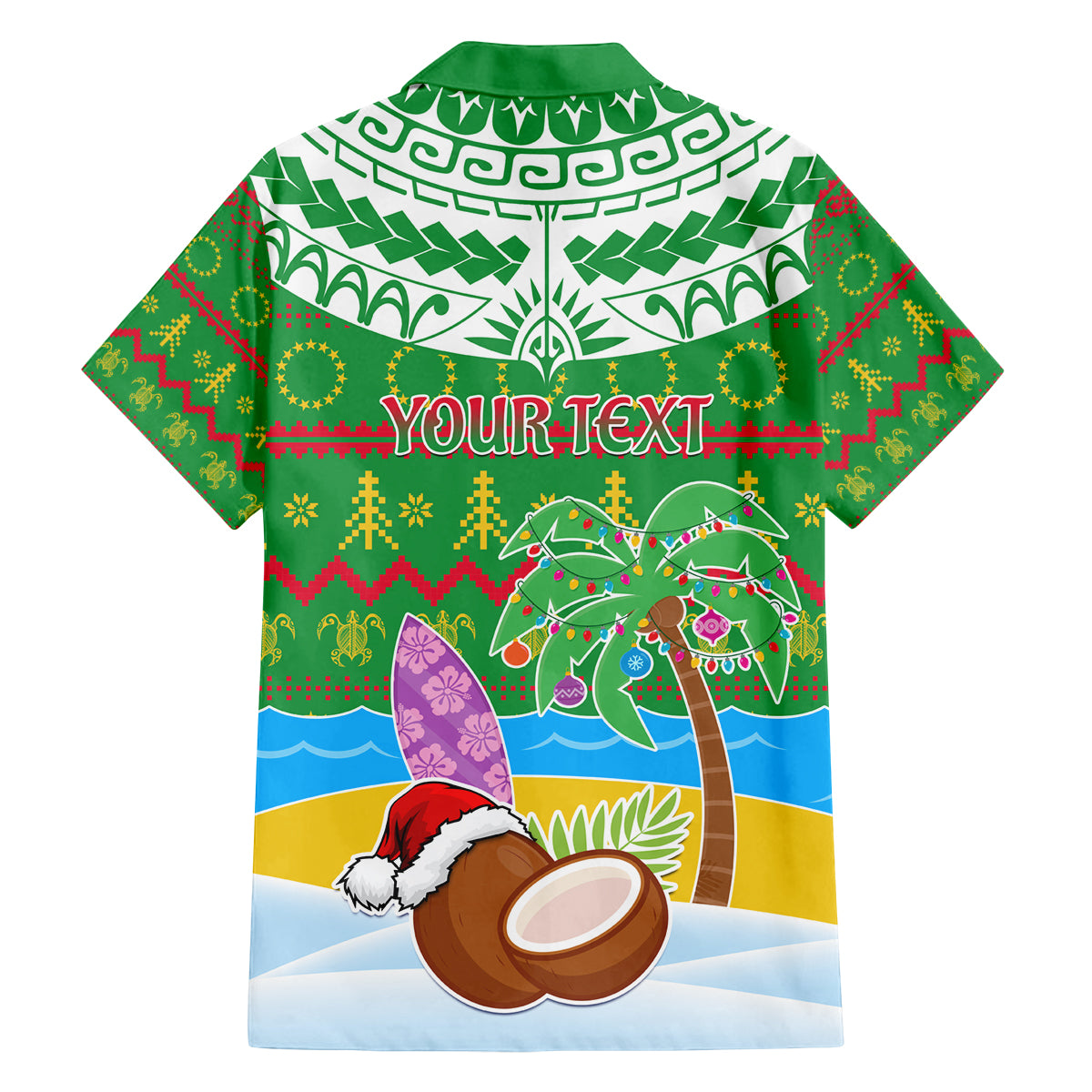Personalised Cook Islands Christmas Family Matching Summer Maxi Dress and Hawaiian Shirt Coconut Santa Beach Style LT05 - Polynesian Pride