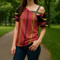 Hawaii Ahu Ula Inspired Cross Shoulder Shirt Red Version LT05 - Polynesian Pride