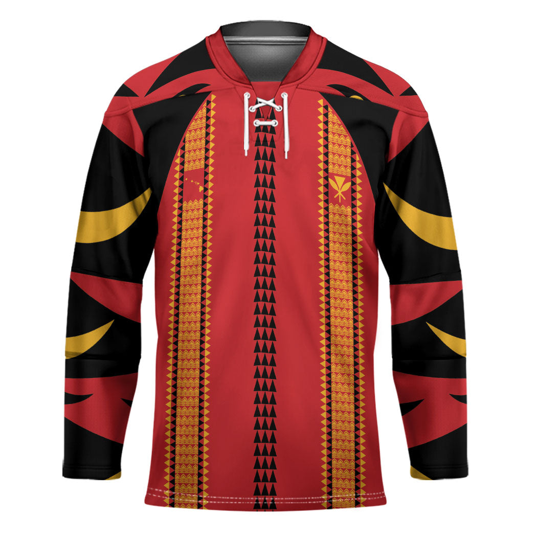 Hawaii Ahu Ula Inspired Hockey Jersey Red Version LT05 Unisex Red - Polynesian Pride