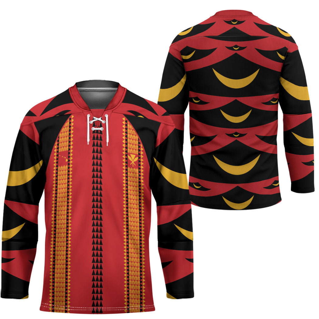 Hawaii Ahu Ula Inspired Hockey Jersey Red Version LT05 - Polynesian Pride