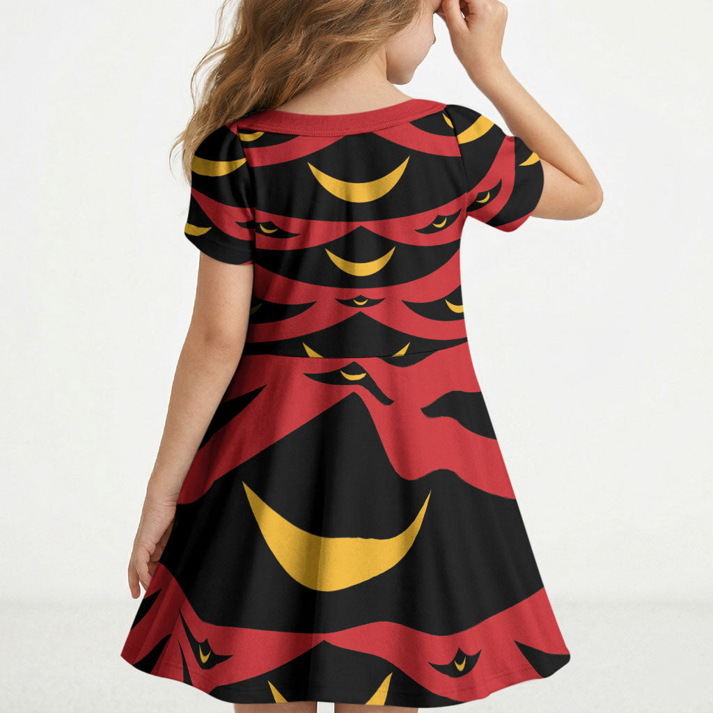 Hawaii Ahu Ula Inspired Kid Short Sleeve Dress Red Version LT05 - Polynesian Pride