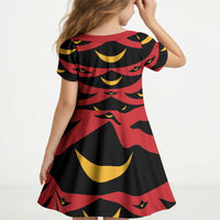 Hawaii Ahu Ula Inspired Kid Short Sleeve Dress Red Version LT05 - Polynesian Pride