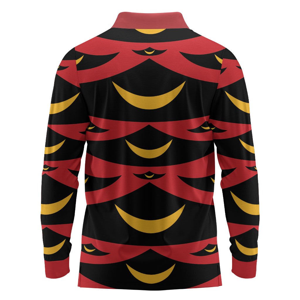 Hawaii Ahu Ula Inspired Long Sleeve Polo Shirt Red Version LT05 - Polynesian Pride