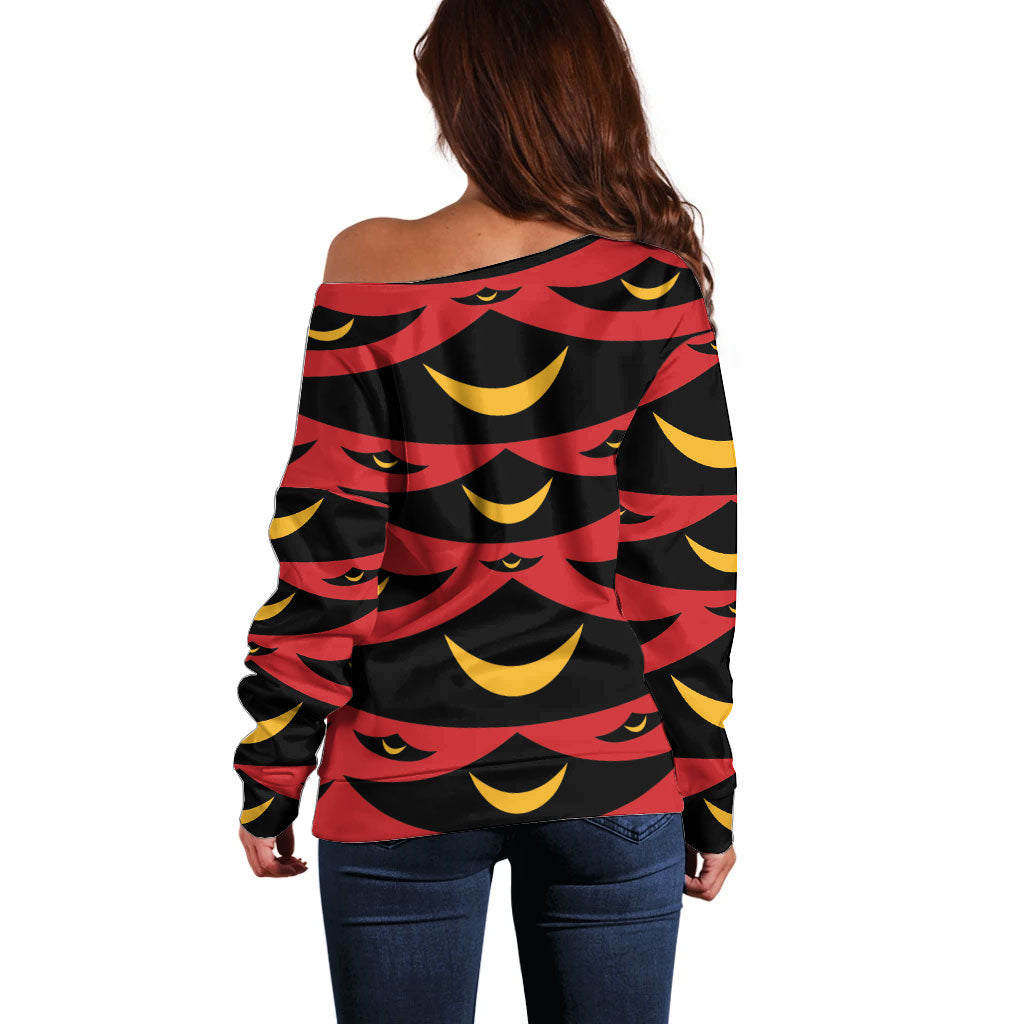 Hawaii Ahu Ula Inspired Off Shoulder Sweater Red Version LT05 - Polynesian Pride