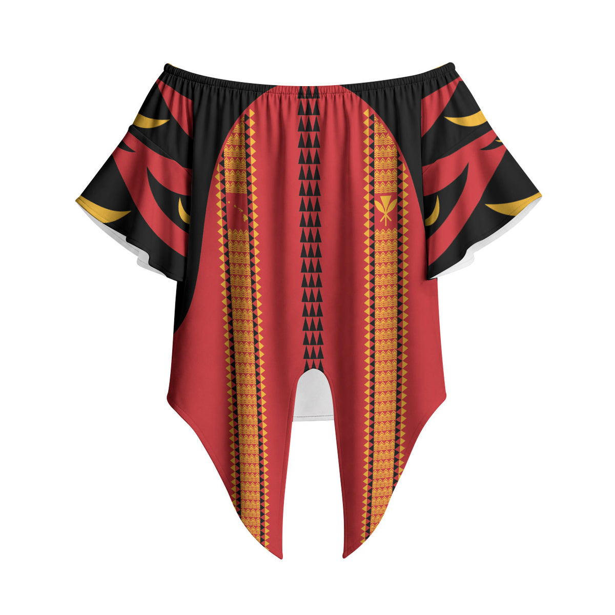 Hawaii Ahu Ula Inspired Off Shoulder Wrap Waist Top Red Version LT05 - Polynesian Pride