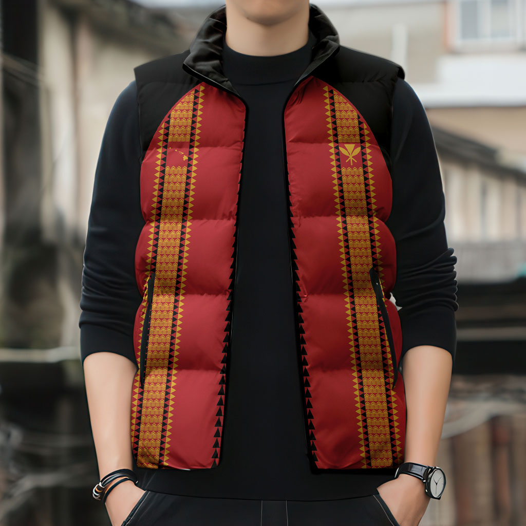 Hawaii Ahu Ula Inspired Sleeveless Puffer Jacket Red Version LT05 - Polynesian Pride