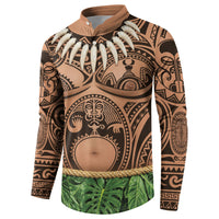 Hawaii Warrior Tattoo Inspired Button Sweatshirt Tropical Leaf Skirt Costume LT05 - Polynesian Pride