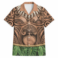 Hawaii Warrior Tattoo Inspired Hawaiian Shirt Tropical Leaf Skirt Costume LT05 Beige - Polynesian Pride