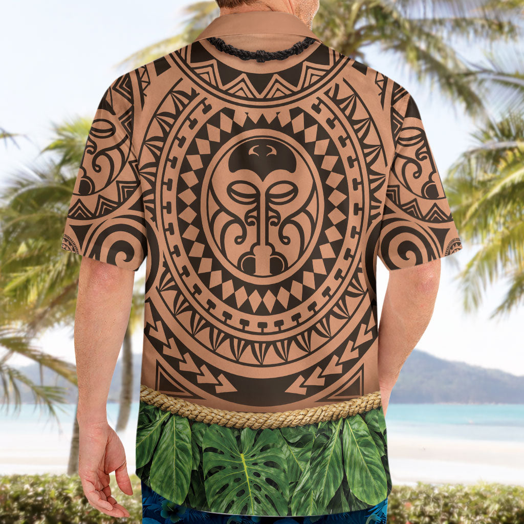 Hawaii Warrior Tattoo Inspired Hawaiian Shirt Tropical Leaf Skirt Costume LT05 - Polynesian Pride