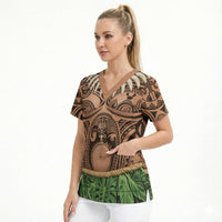 Hawaii Warrior Tattoo Inspired Scrub Top Tropical Leaf Skirt Costume LT05 - Polynesian Pride