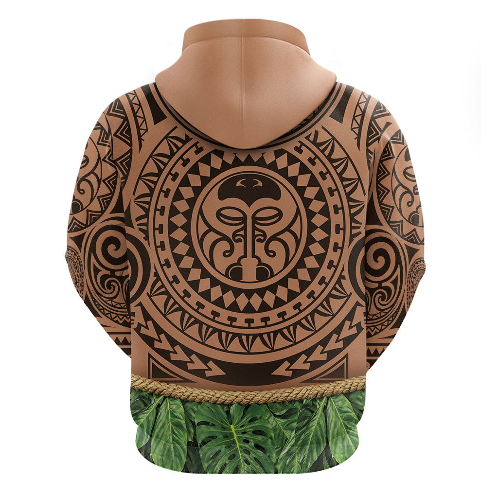 Hawaii Warrior Tattoo Inspired Zip Hoodie Tropical Leaf Skirt Costume LT05 - Polynesian Pride