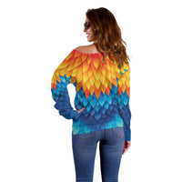 Polynesia Colorful Rooster Costume Off Shoulder Sweater LT05 - Polynesian Pride