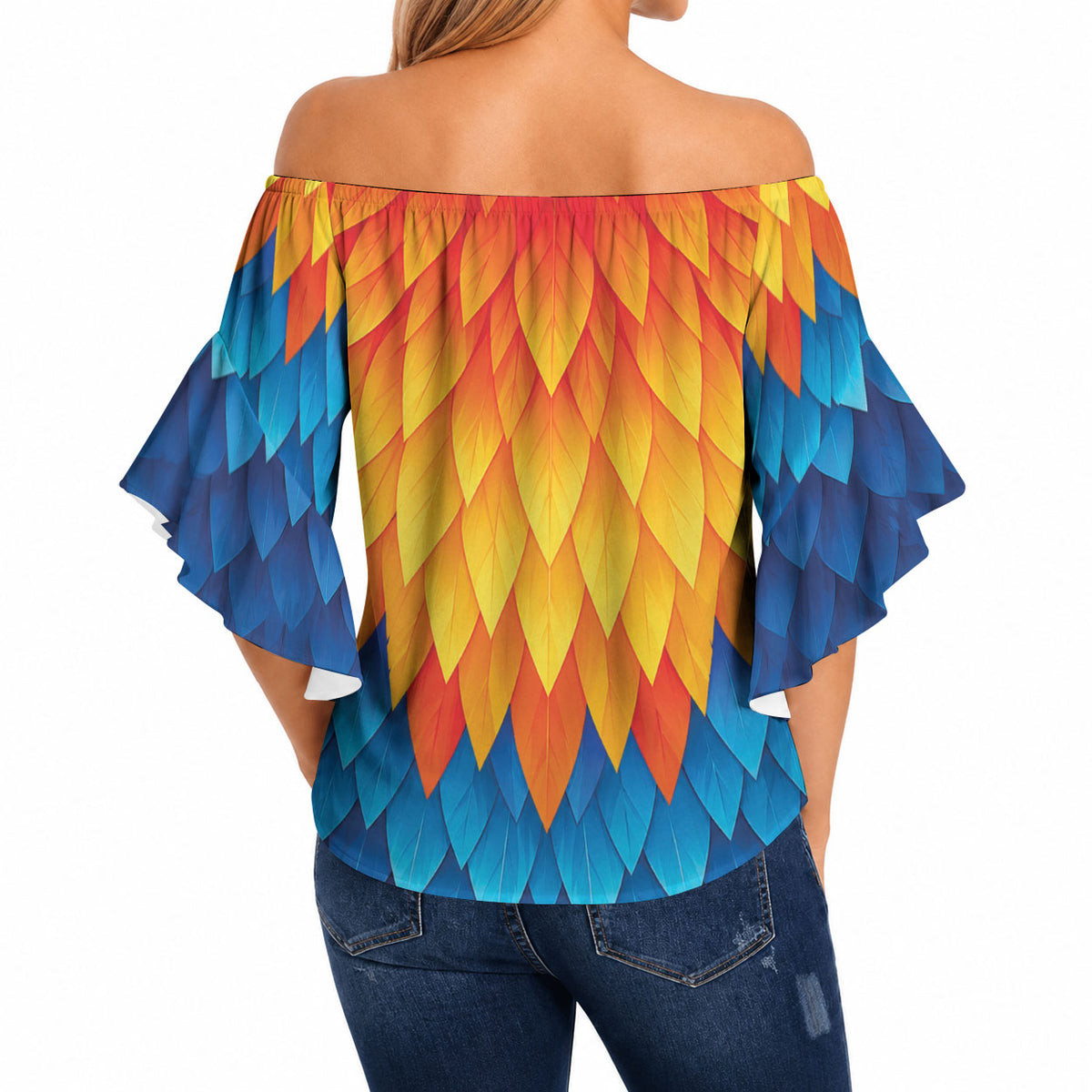 Polynesia Colorful Rooster Costume Off Shoulder Wrap Waist Top LT05 - Polynesian Pride