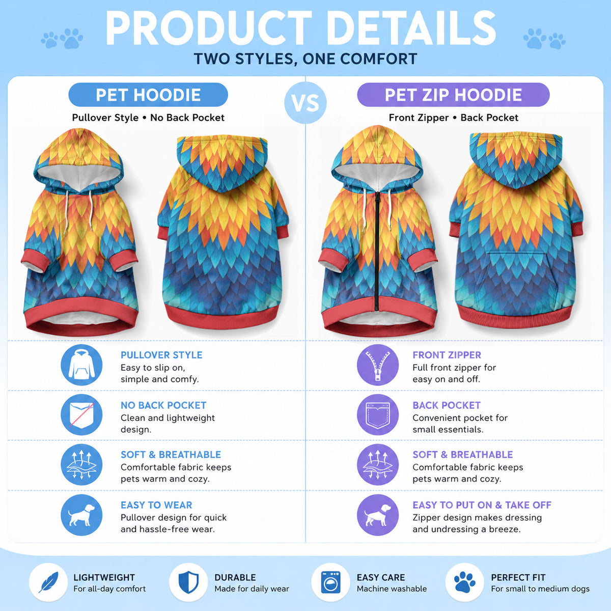 Polynesia Colorful Rooster Costume Pet Hoodie LT05 - Polynesian Pride