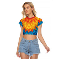 Polynesia Colorful Rooster Costume Raglan Cropped T Shirt LT05 Female Multicolor - Polynesian Pride