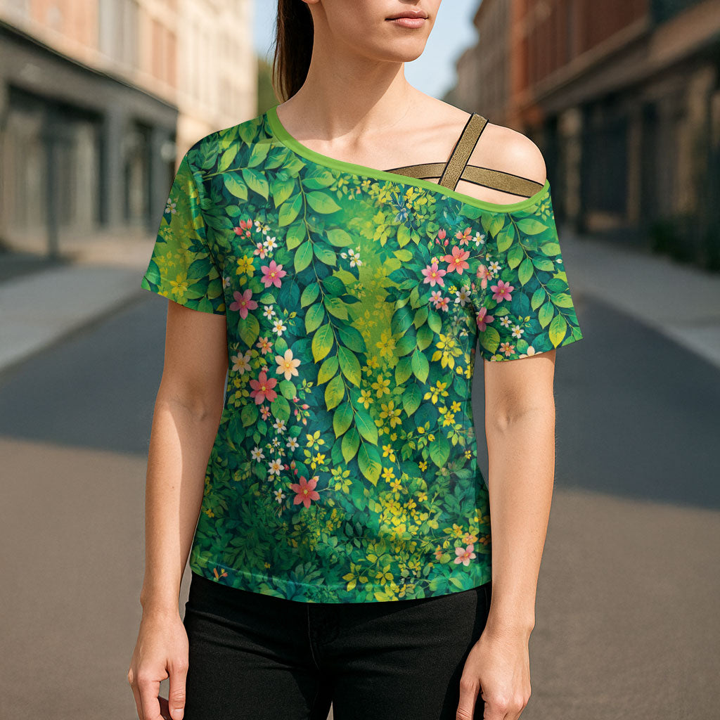 Polynesian Enchanted Mother Nature Costume Cross Shoulder Shirt