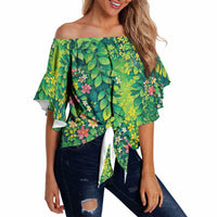 Polynesian Enchanted Mother Nature Costume Off Shoulder Wrap Waist Top LT05 Green - Polynesian Pride