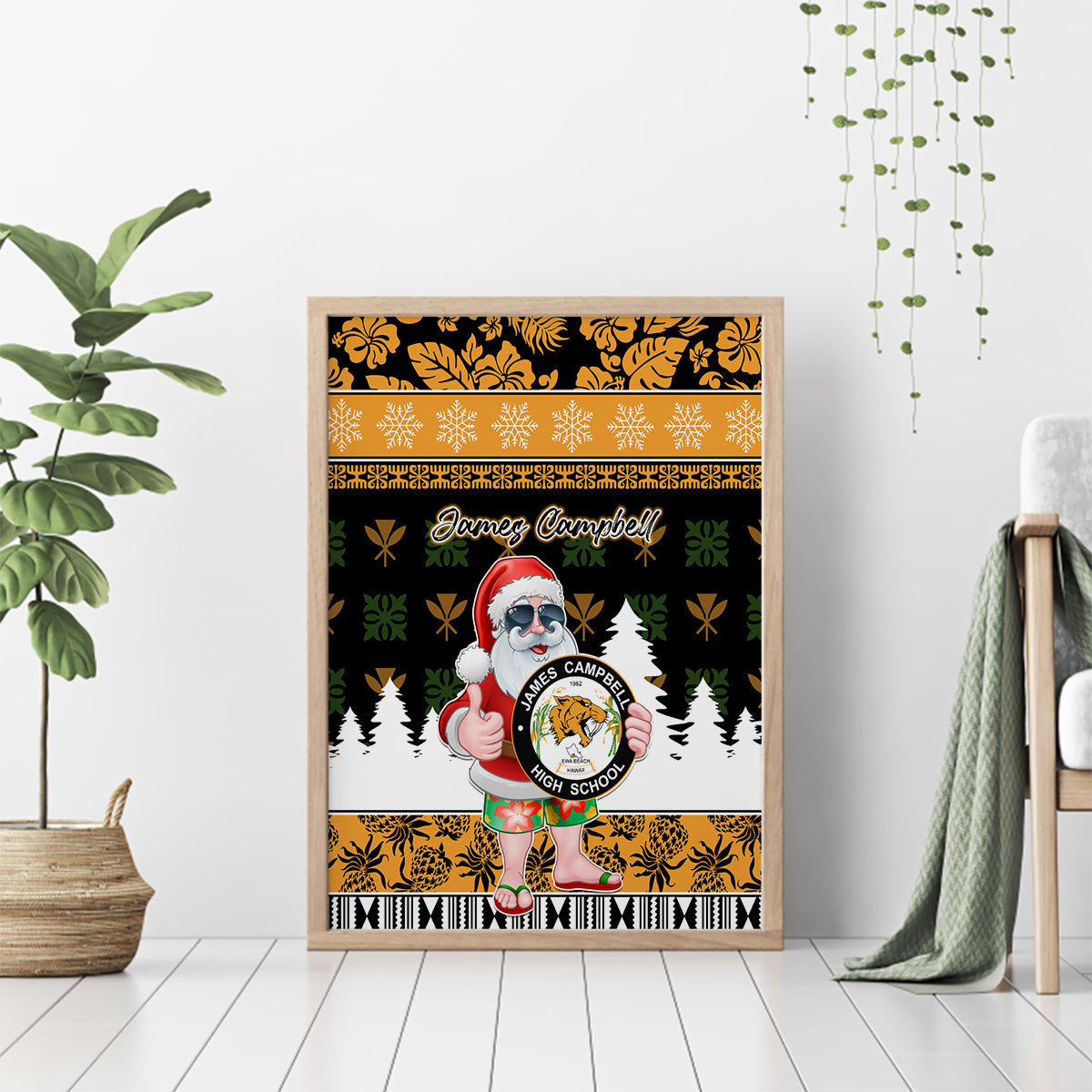 Custom Hawaii James Campbell High School Christmas Canvas Wall Art Tropical Santa Claus LT05 - Polynesian Pride