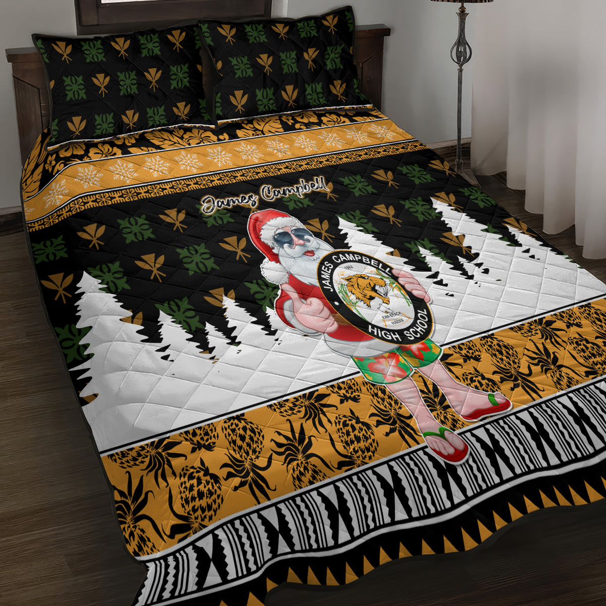 Custom Hawaii James Campbell High School Christmas Quilt Bed Set Tropical Santa Claus LT05 - Polynesian Pride