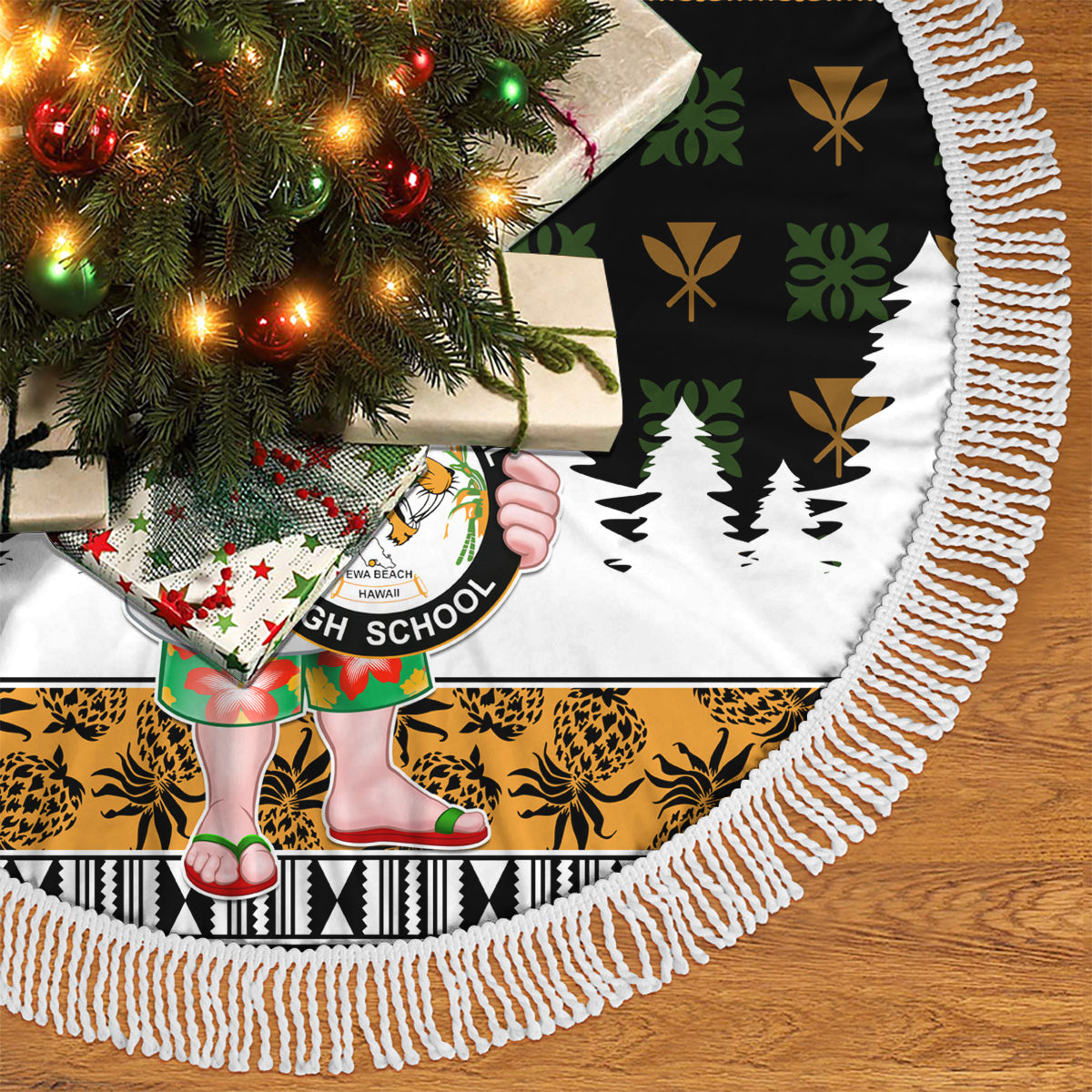 Hawaii James Campbell High School Christmas Tree Skirt Tropical Santa Claus LT05 - Polynesian Pride