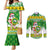 Custom Hawaii Kaimuki High School Christmas Couples Matching Mermaid Dress and Long Sleeve Button Shirt Tropical Santa Claus LT05 Green - Polynesian Pride