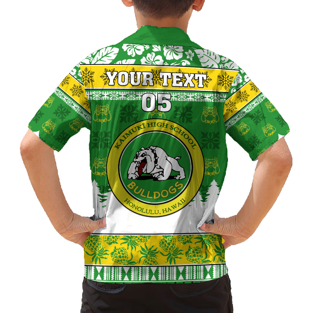 Custom Hawaii Kaimuki High School Christmas Family Matching Puletasi Dress and Hawaiian Shirt Tropical Santa Claus LT05 - Polynesian Pride