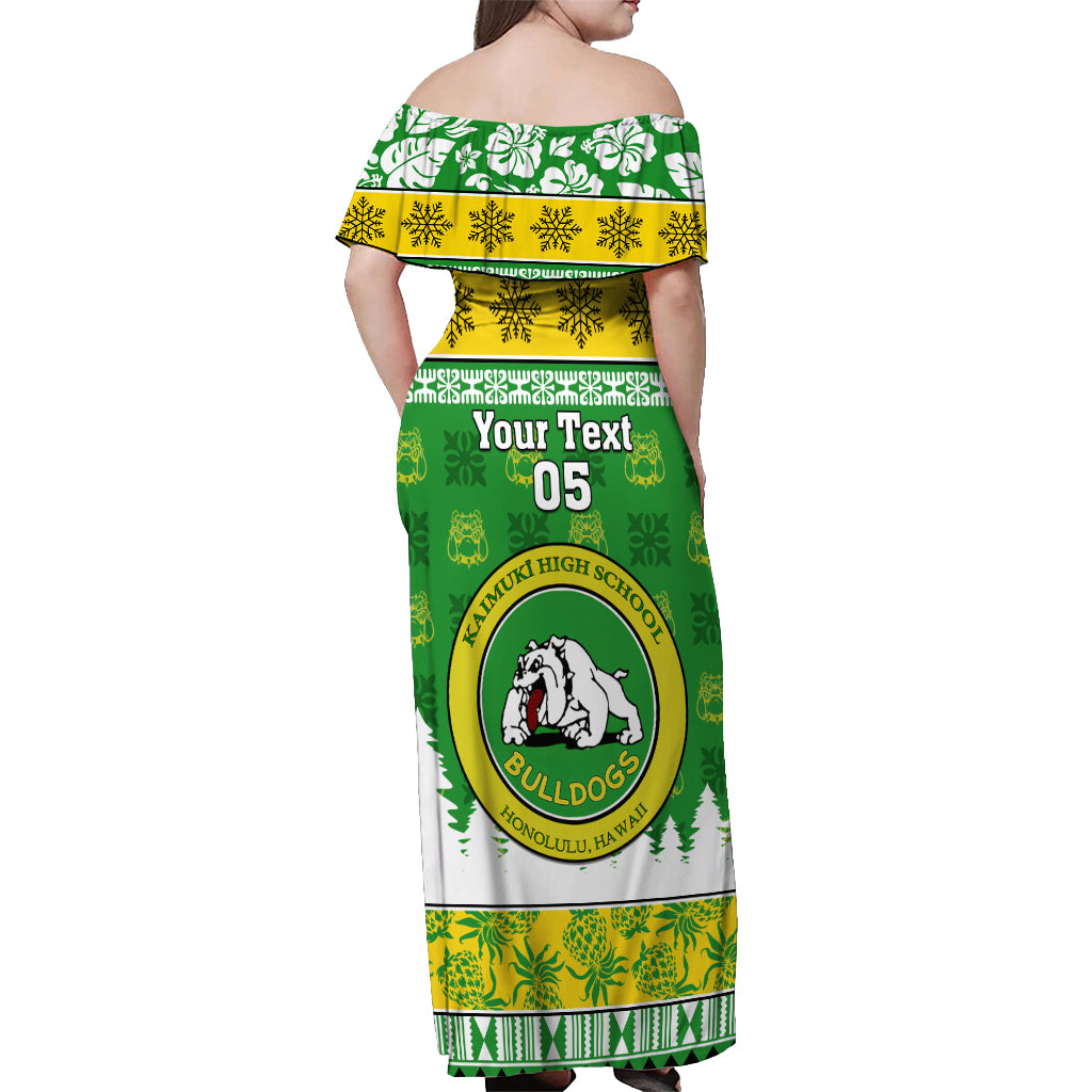 Custom Hawaii Kaimuki High School Christmas Off Shoulder Maxi Dress Tropical Santa Claus LT05 - Polynesian Pride