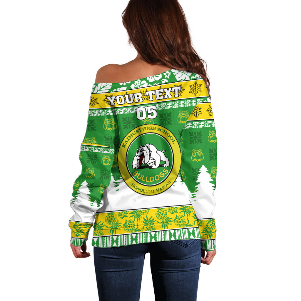 Custom Hawaii Kaimuki High School Christmas Off Shoulder Sweater Tropical Santa Claus LT05 - Polynesian Pride