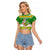 Custom Hawaii Kaimuki High School Christmas Raglan Cropped T Shirt Tropical Santa Claus LT05 Female Green - Polynesian Pride
