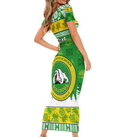 Custom Hawaii Kaimuki High School Christmas Short Sleeve Bodycon Dress Tropical Santa Claus LT05 - Polynesian Pride