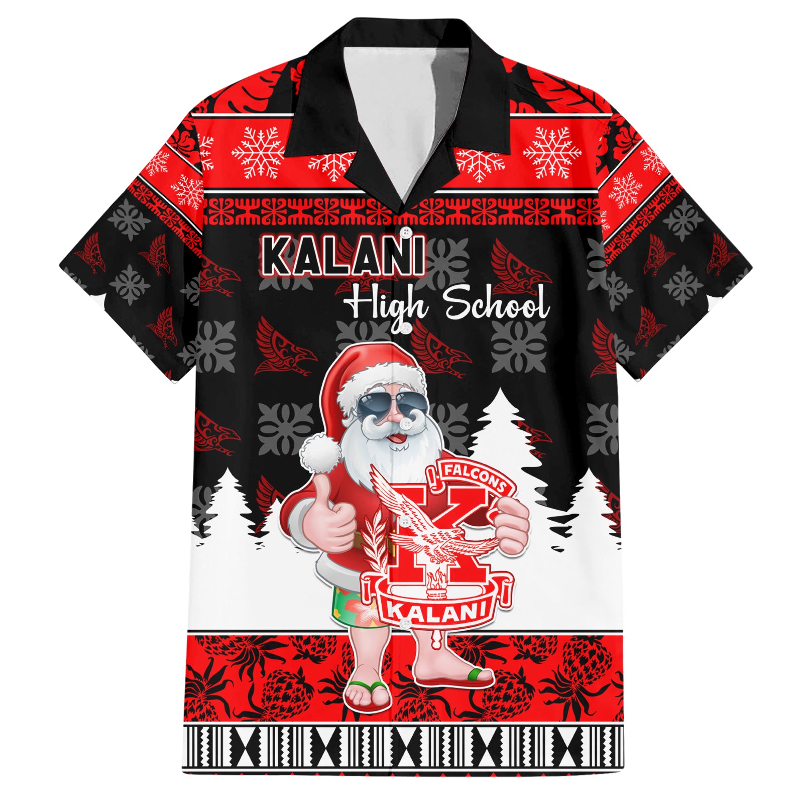 Custom Hawaii Kalani High School Christmas Hawaiian Shirt Tropical Santa Claus LT05 Red - Polynesian Pride