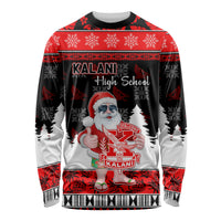 Custom Hawaii Kalani High School Christmas Long Sleeve Shirt Tropical Santa Claus LT05 Unisex Red - Polynesian Pride
