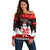 Custom Hawaii Kalani High School Christmas Off Shoulder Sweater Tropical Santa Claus LT05 Women Red - Polynesian Pride