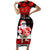 Custom Hawaii Kalani High School Christmas Short Sleeve Bodycon Dress Tropical Santa Claus LT05 Long Dress Red - Polynesian Pride