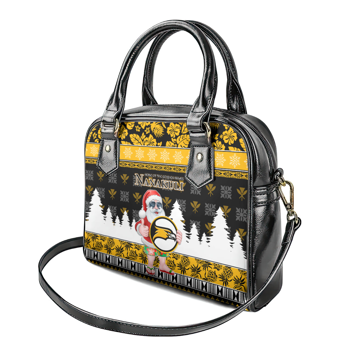 Custom Hawaii Nanakuli High and Intermediate School Christmas Shoulder Handbag Tropical Santa Claus LT05 - Polynesian Pride
