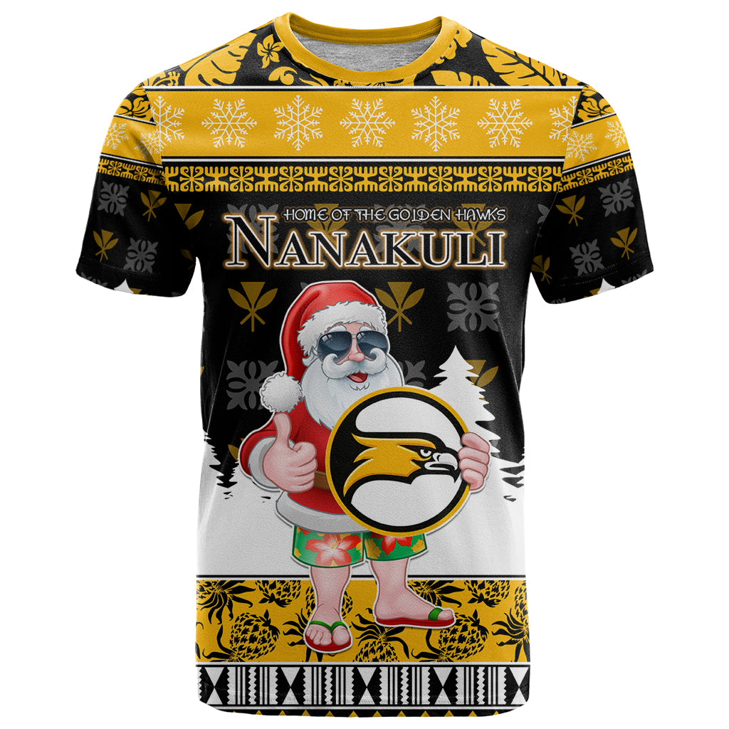 Custom Hawaii Nanakuli High and Intermediate School Christmas T Shirt Tropical Santa Claus LT05 Yellow - Polynesian Pride