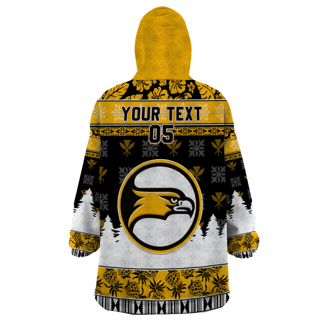 Custom Hawaii Nanakuli High and Intermediate School Christmas Wearable Blanket Hoodie Tropical Santa Claus LT05 - Polynesian Pride