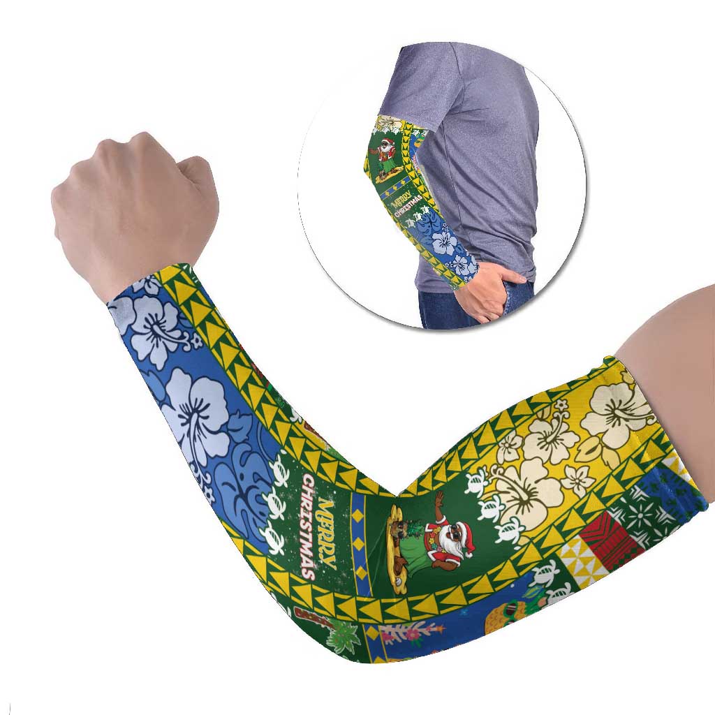 Solomon Islands Christmas Arm Sleeves Festive Beach Vibes - Polynesian Pride