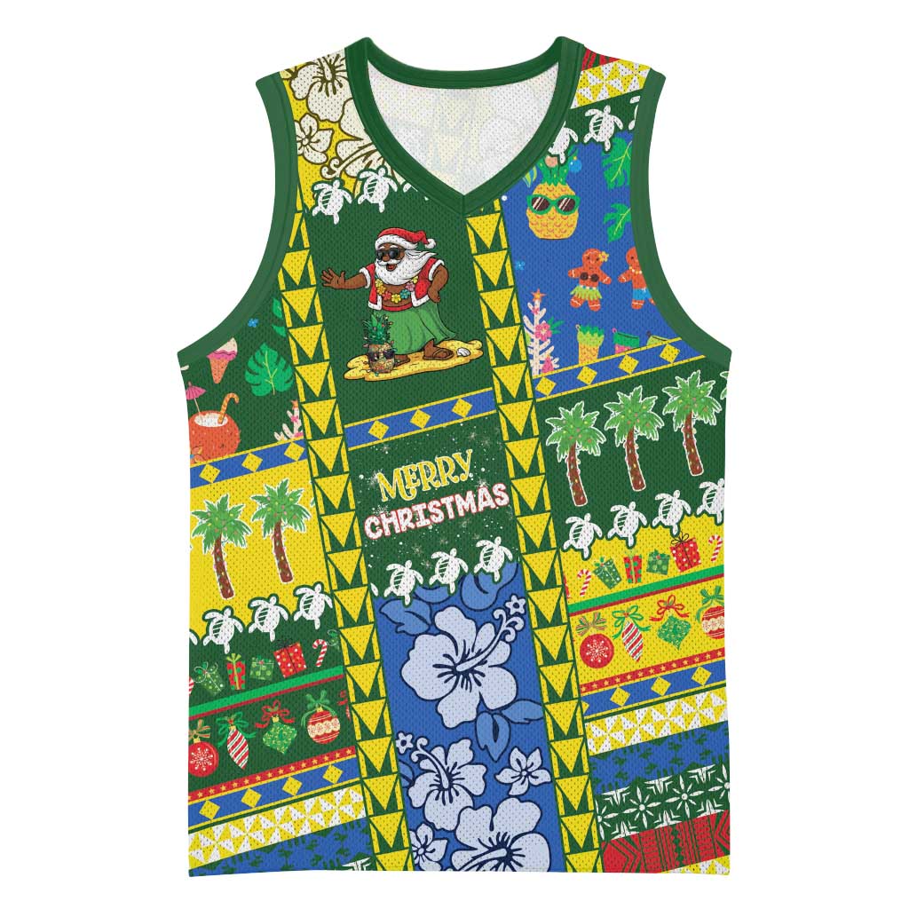 Solomon Islands Christmas Basketball Jersey Festive Beach Vibes - Polynesian Pride